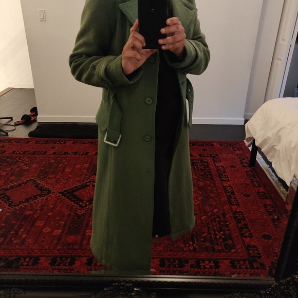 Long green wool coat - Picture 5 of 6
